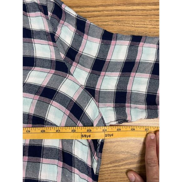 Lane Bryant Women's Plus Sz 14 16 Pink Black Plaid Flannel Flared Bottom Shirt - Picture 9 of 12